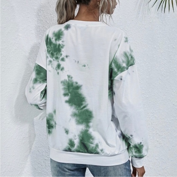 Green & White Tie-Dye Crewneck Sweatshirt - M - Picture 5 of 5